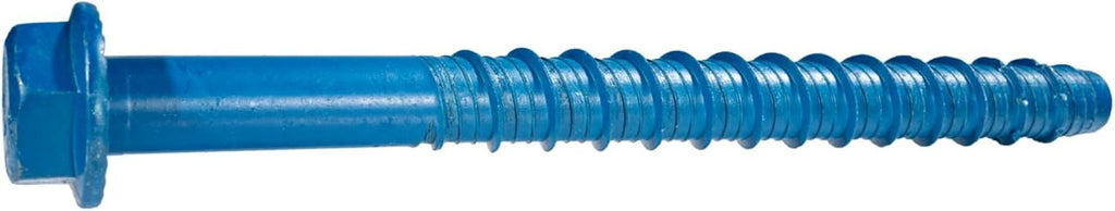 Torquemaster Blue Ruspert Large Diameter Hex Masonry Screws, 50 Pieces - 3/8' x 4' Rust Resistant Concrete Masonry Screws, Hex Head for Interior & Exterior Construction, Repair