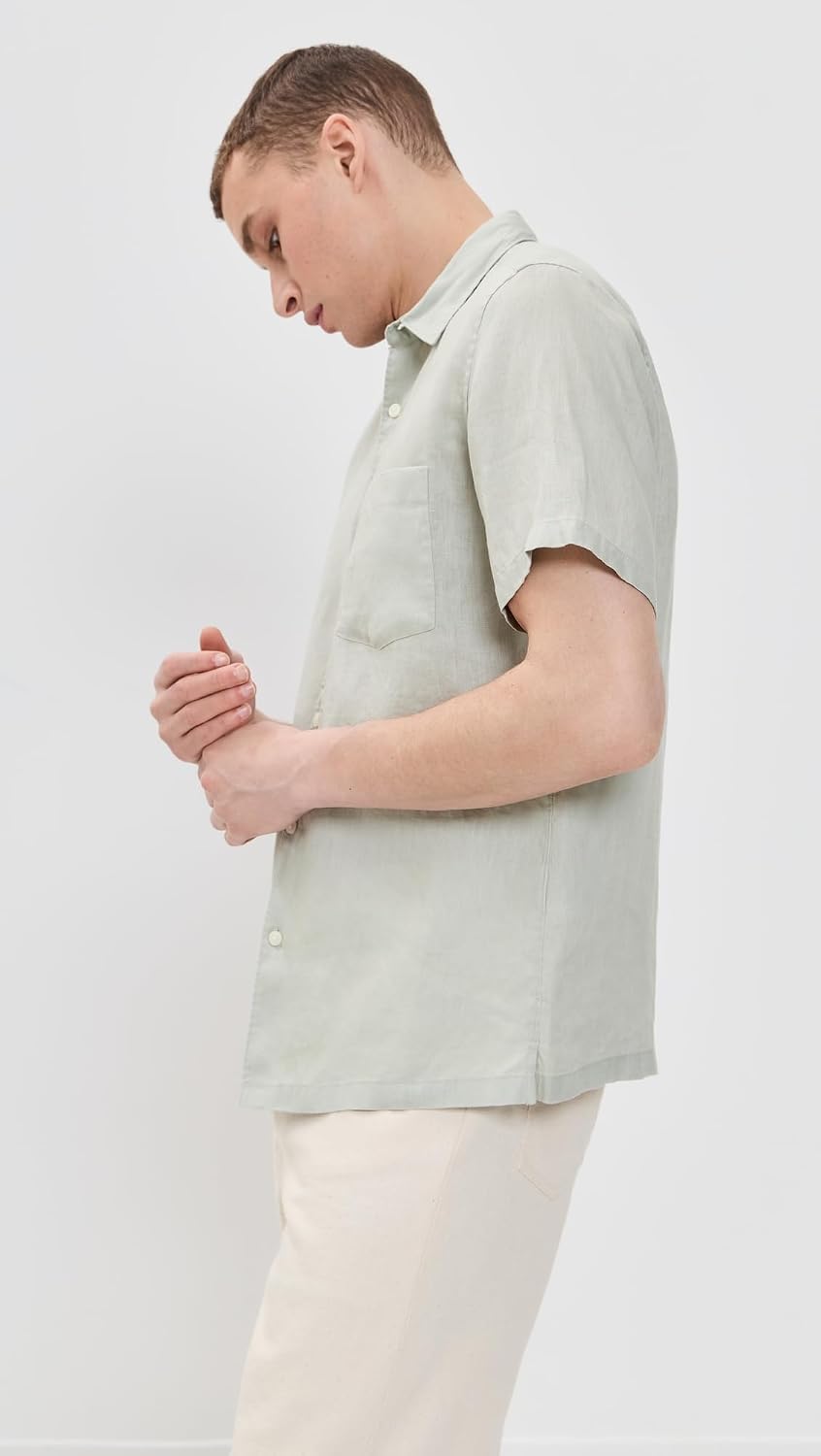 Theory Men's Irving Relaxed Linen Short Sleeve Shirt