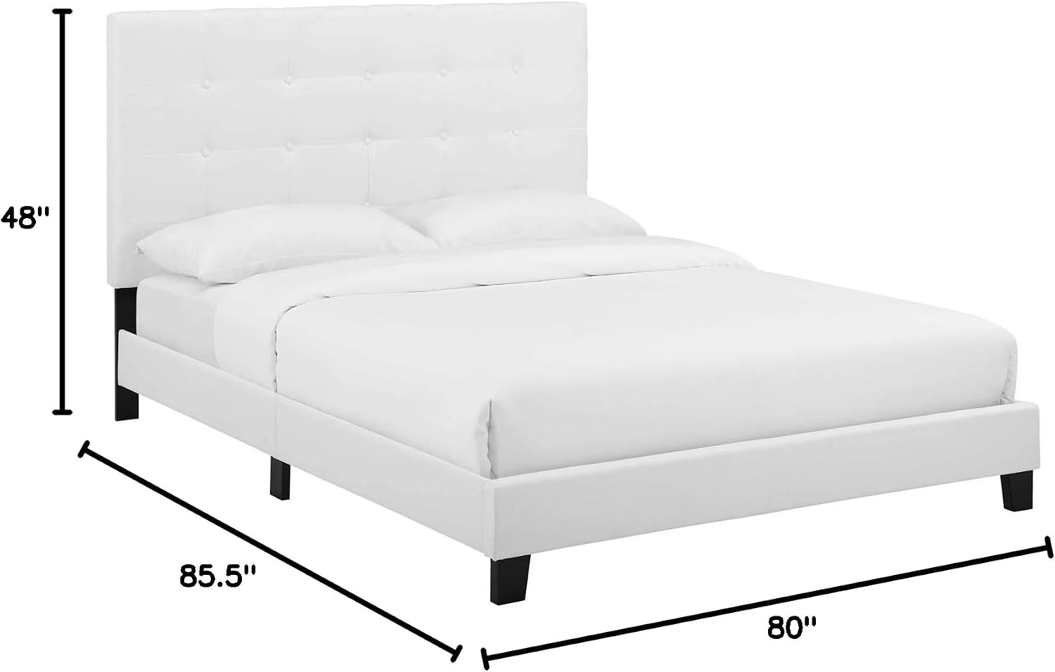 Modway Melanie Tufted Fabric Upholstered King Platform Bed in White