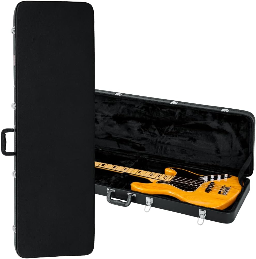 Gator Cases Hard-Shell Wood Case for Electric Bass Guitars, Fits Fender Precision/Jazz Bass, & More (GWE-BASS)