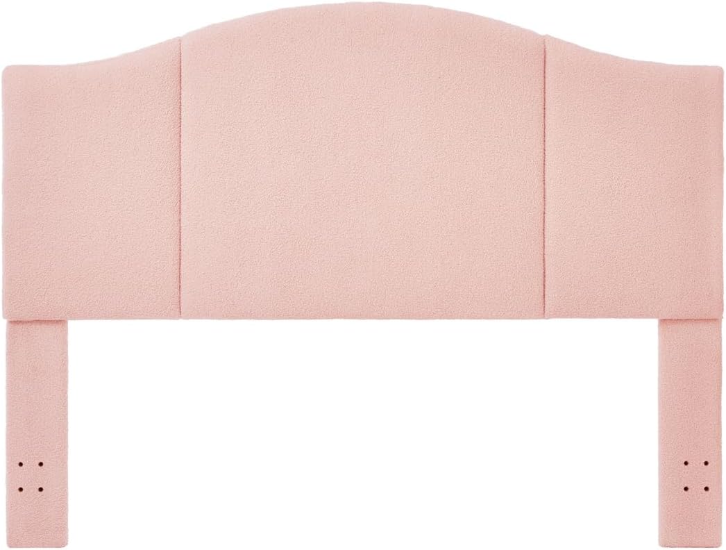 24KF Upholstered Soft Teddy Fabric King Headboard,Modern Wave-Like Top Edge CA King Size Headboard, 6033-K-Pink