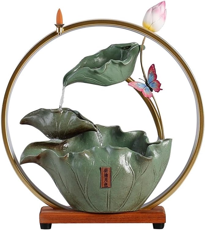 Desktop Fountain Tabletop Fountain Ceramic Flowing Water Ornaments Circulating Water Simple Modern Living Room Decorations Waterfall Fountain(A)