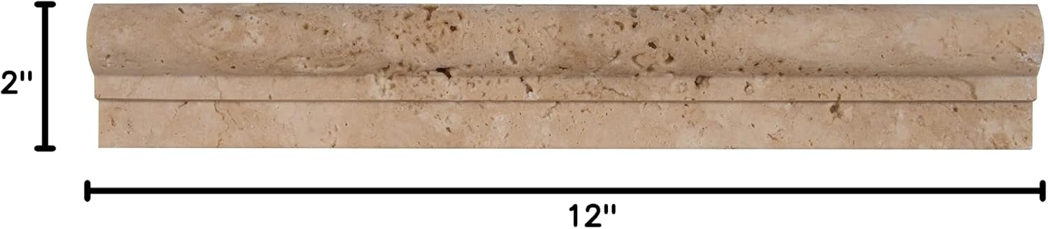 MSI Chiaro Crown Molding 2 in. x 12 in. Honed Travertine Wall Tile for Bathroom, Kitchen Backsplash, Accent Tile, and Shower