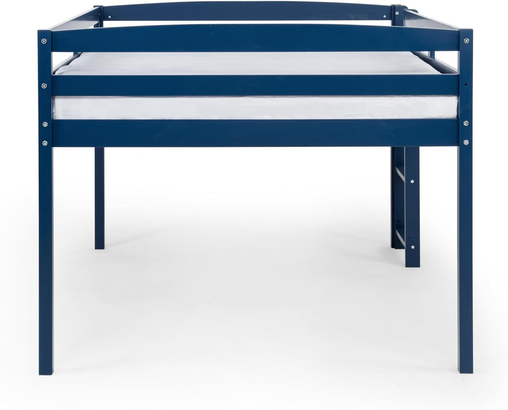 Camaflexi Tribeca Wood Low Loft Bed Frame / 14 Wood Slats Support and 1 Center Support/No Box Spring Necessary/Easy Assembly/Full - Blue
