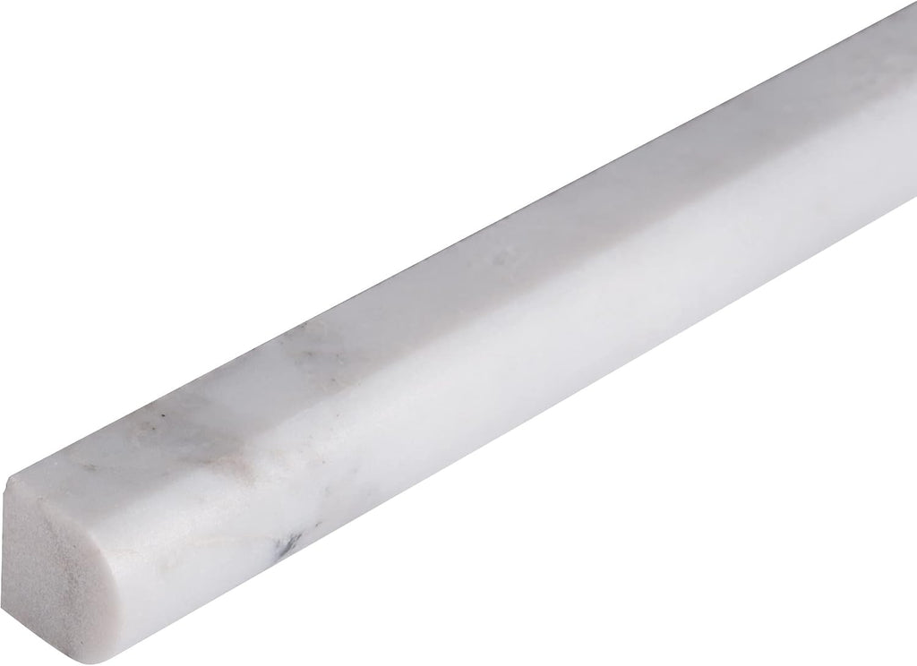 MSI Calacatta CALCREP Pencil Molding 3/4 in. x 12 in. Polished Marble Wall Tile for Bathroom, Kitchen Backsplash, Accent Wall Tile, and Shower Wall Tile