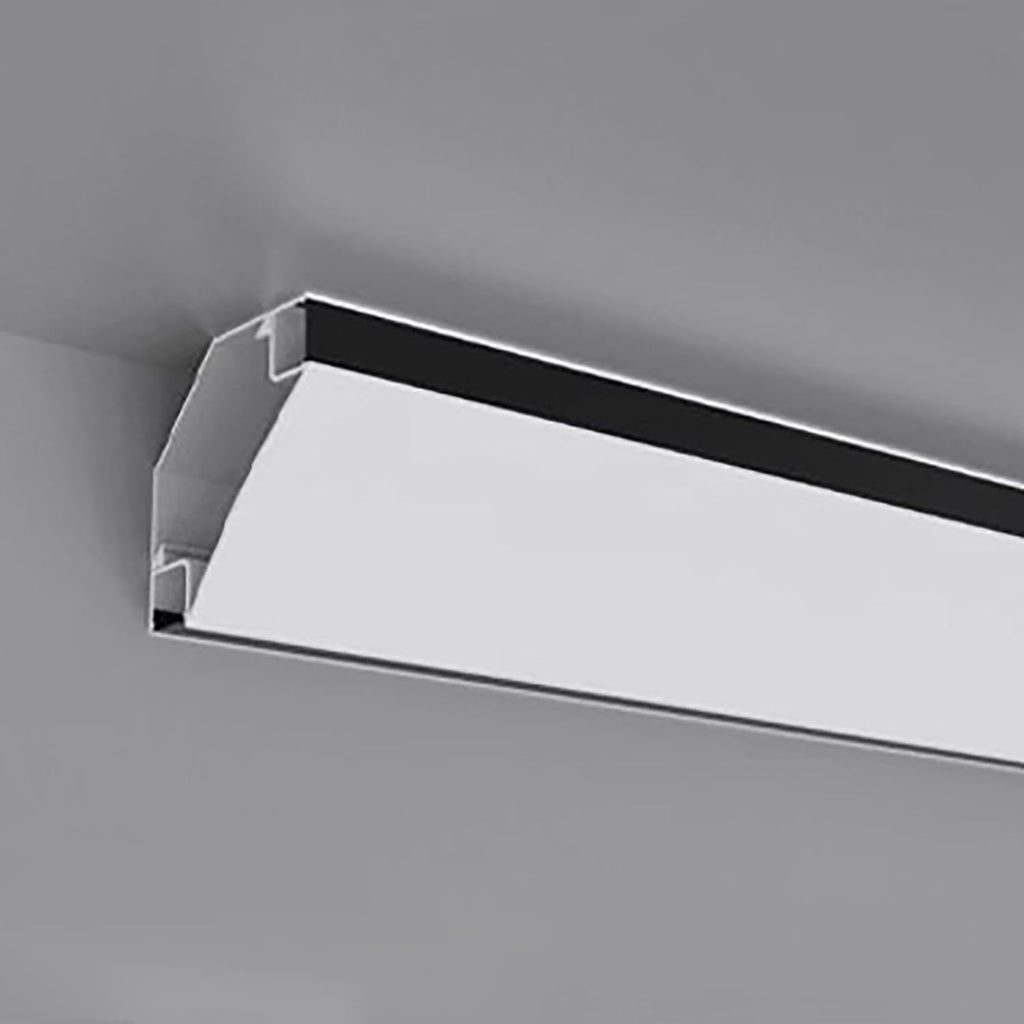 LED Crown Molding Channel - 15m Black Indirect Lighting Diffuser for Wall/Ceiling, Surface Mount Aluminum Profile Trim Slot, Ideal for Home Decor & Accent Lighting