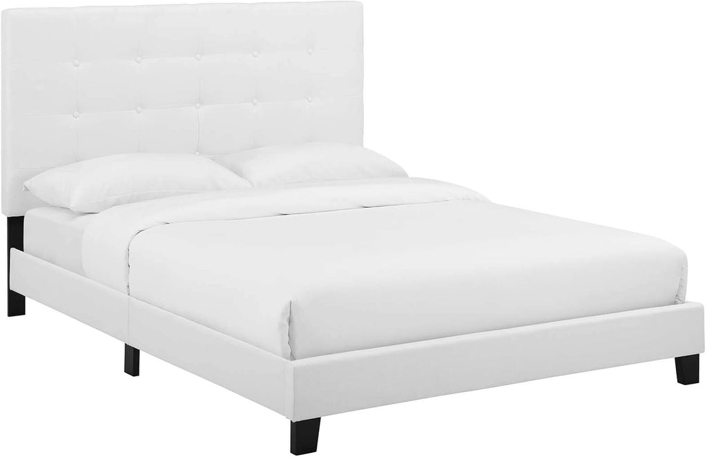 Modway Melanie Tufted Fabric Upholstered King Platform Bed in White