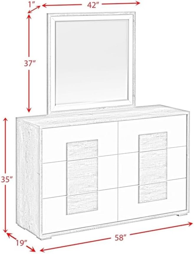 Pemberly Row Contemporary Wood Queen 5-Piece Bedroom Set, Dual Tone Finish, LED Headboard, USB Nightstand, Dovetail Drawers, Modern Design for Stylish and Functional Bedroom Decor