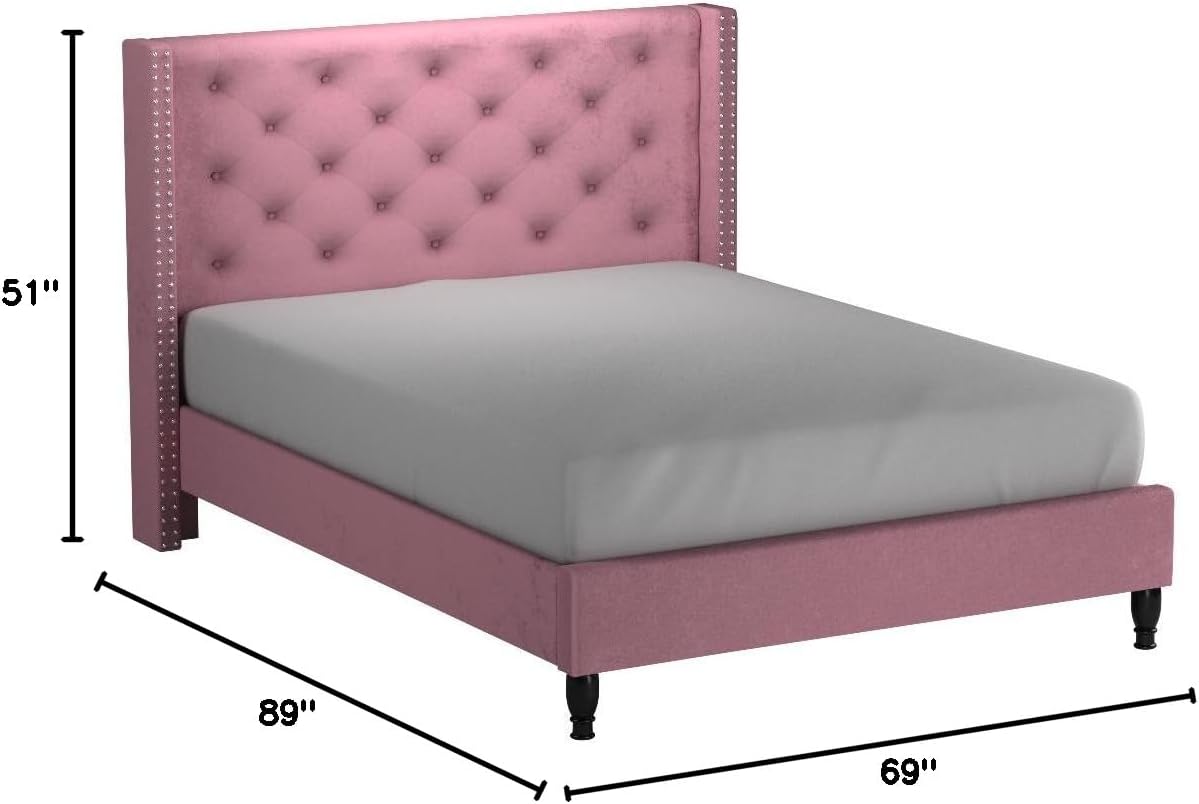 Home Life furBed00007_Suede_Queen_Pink Platform Bed