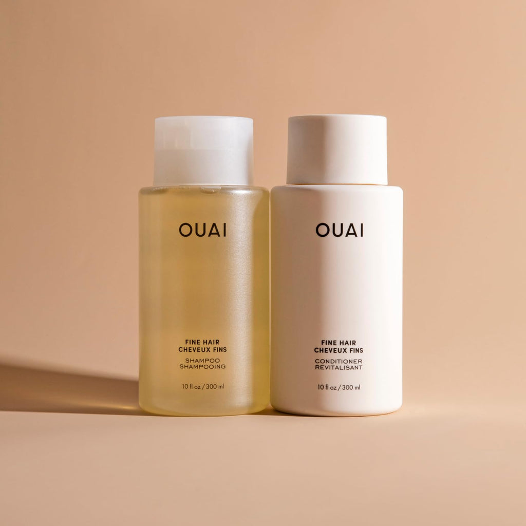OUAI Healthy Hair & Hand Bundle - Fine Hair Shampoo, Conditioner, Hand Wash & Lotion - Hydrating Body Care Set (4 Count, 2x 10oz/2x 16oz)
