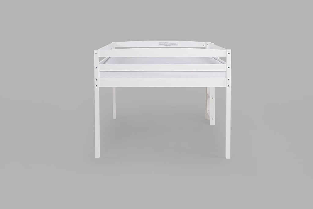Tribeca Wood Low Loft Bed Frame / 14 Wood Slats Support/No Box Spring Necessary/Easy Assembly/Twin - White