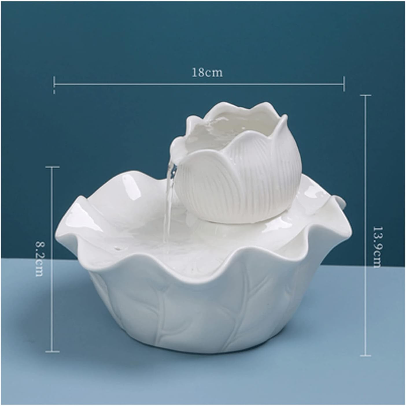 Lotus Leaf Tabletop Fountains Indoor Water Fountain with 1300Ml Water Fountain Home Desktop Fountain Decoration for Home Offi Bedroom Decor Relaxation,Green