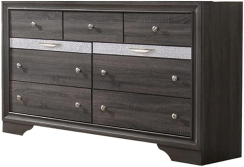 Matrix Traditional Style Queen 5 PC Storage Bedroom Set in Gray Made with Wood