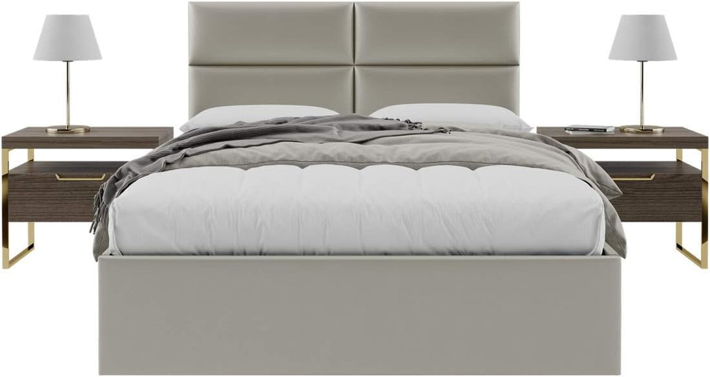 Vänt Upholstered Wall Mounted Headboard Panels -Isabelle Layout - 60' X 23'-Configuration of 4 Individual Panels - Recommended for Queen-Full - Metallic/Champagne