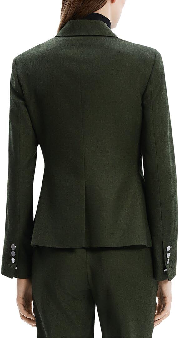 Theory Women's Flannel Long Sleeve Military Jacket, Hunter Green Melange, 00