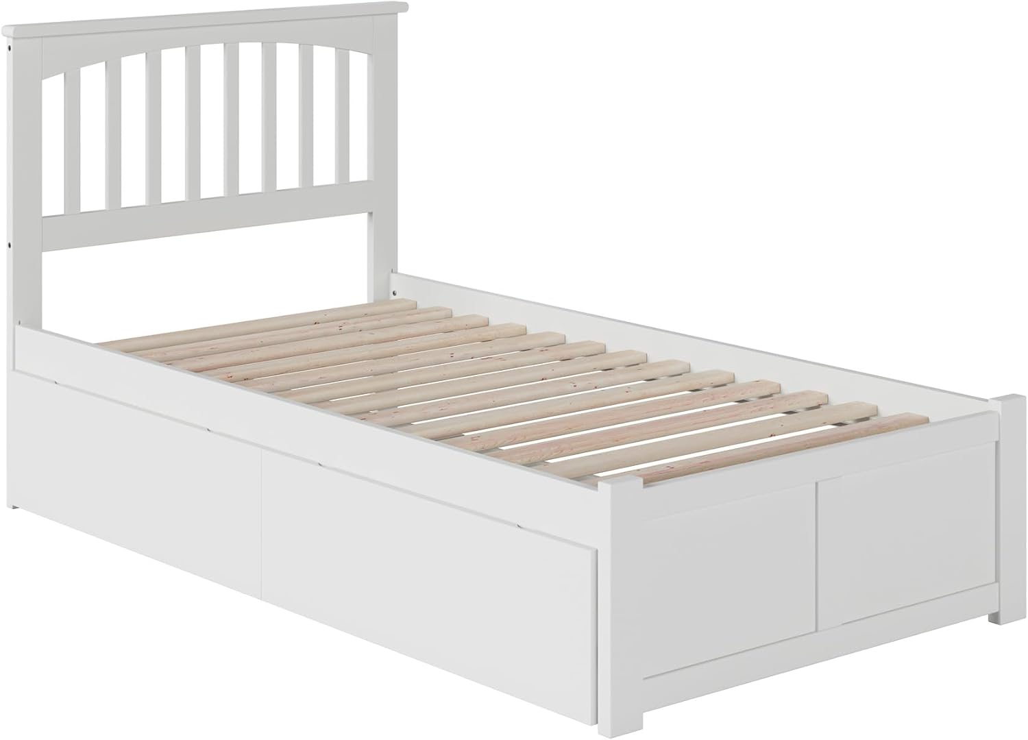 AFI, Mission Twin Platform Bed with Footboard & Storage Drawers, White