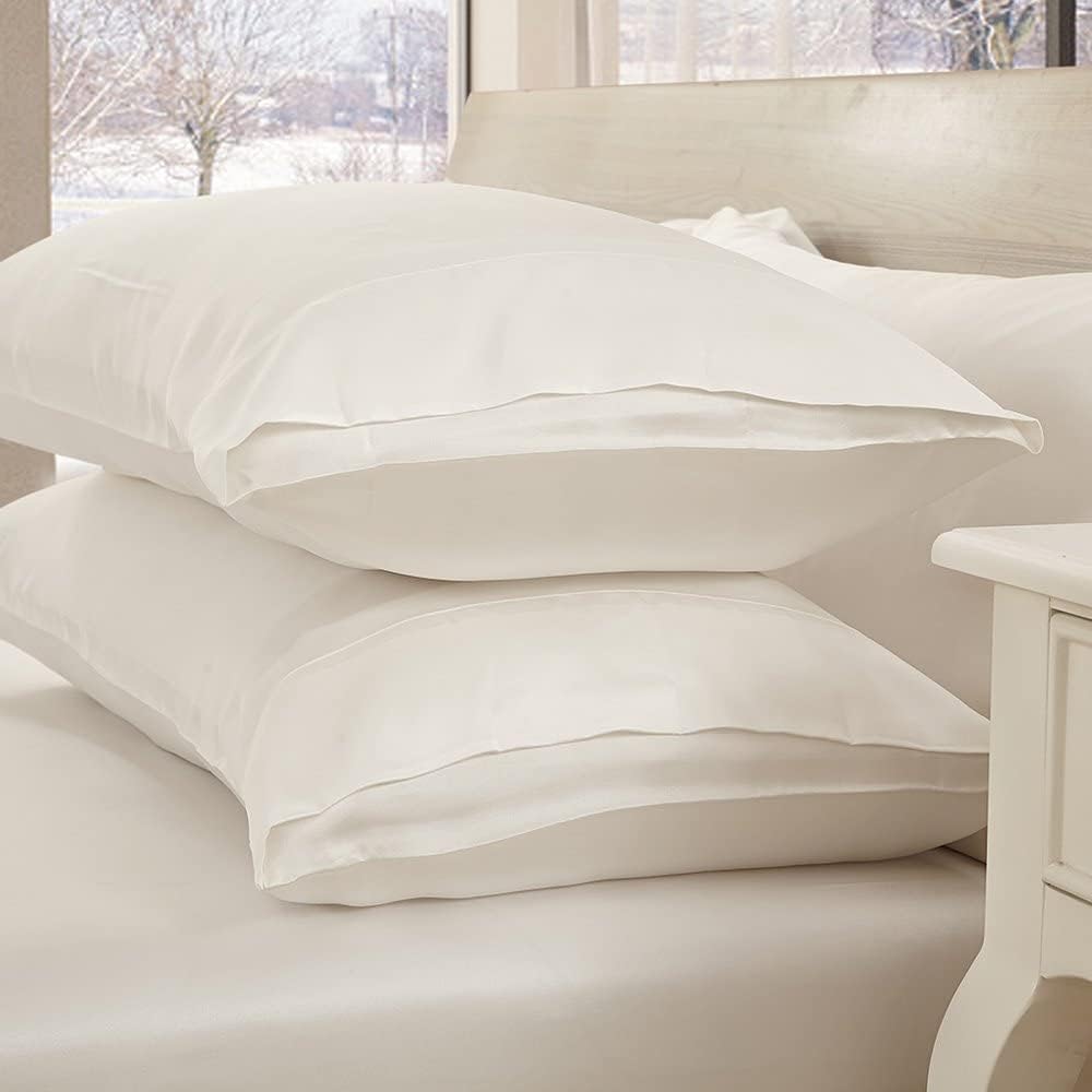 LILYSILK 100 Mulberry Silk Pillowcase Set for Hair Charmeuse Queen 20x30 Inch Ivory 2pcs 19 Momme Gift Box