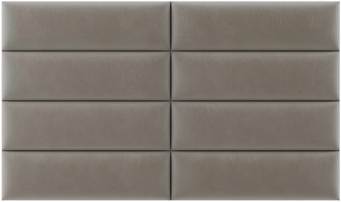 Vänt Upholstered Wall Mounted Velvet Headboard Panels - Midas Layout - 78' X 46'- Configuration of 8 Individual Panels - Recommended for King-Cal King - Velvet/Sand Storm