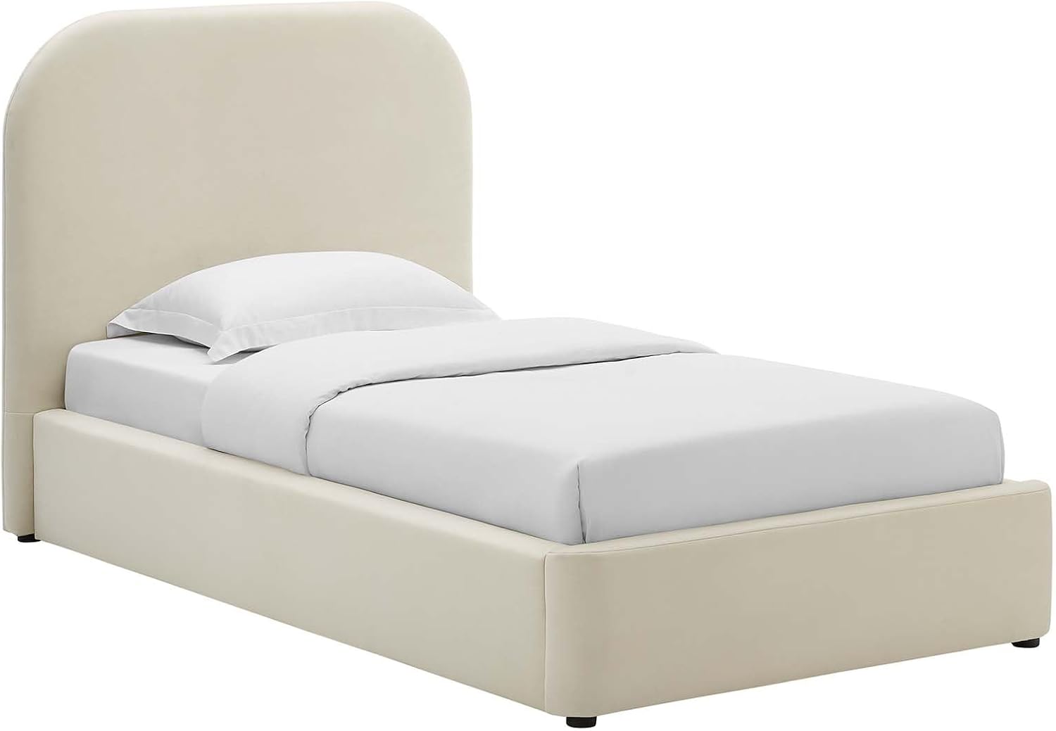 Modway Keynote Modern Bed Frame, Twin Size with Curve Shaped Headboard in Alabaster