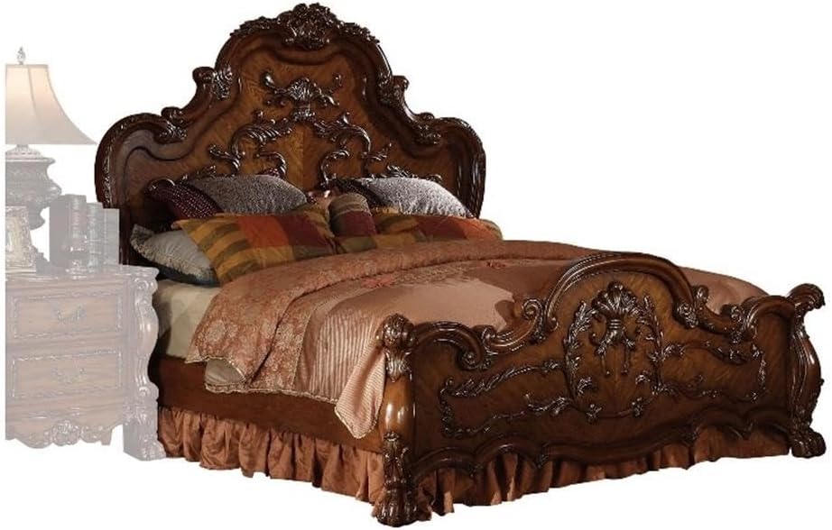 Acme Dresden Queen Wooden Panel Bed in Cherry Oak