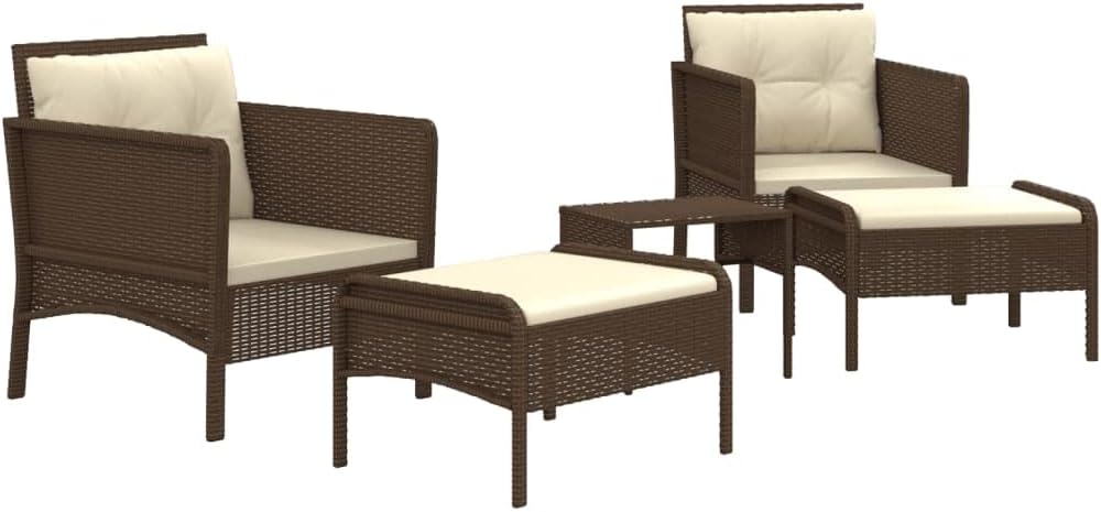 5 Piece Patio Lounge Set with Cushions Brown Poly Rattanqueen Bed Frame with headboard Queen Size Bed Frame King Size Bed Frame King Platform Bed Frame Metal Bed Frame Queen Size