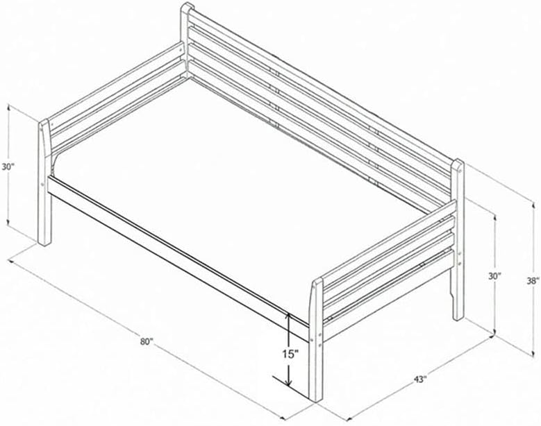 Kodiak Furniture Twin Size Daybed with Wooden Slats in Wood, in Brown, No Box Spring Needed, Easy Assembly