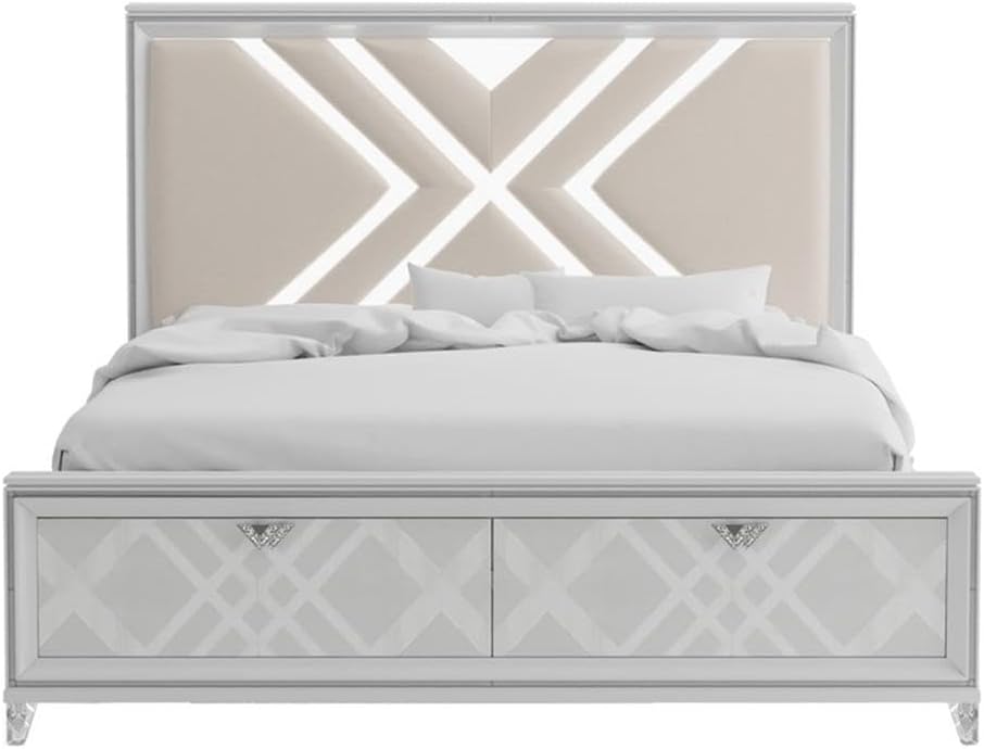 Furniture of America FOA Anaiya 5-Piece Contemporary Wood Queen Bedroom Set in White