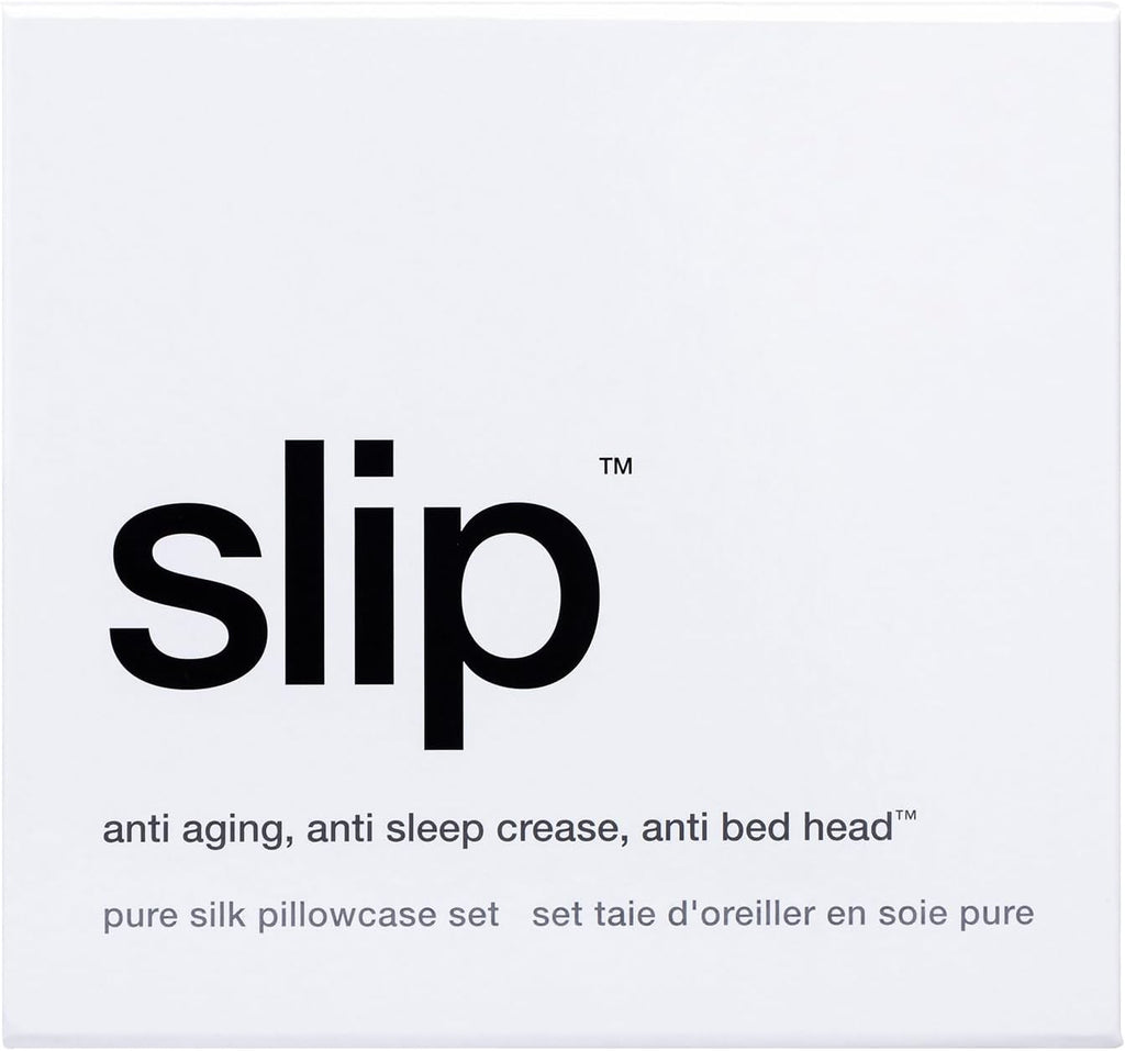 slip The Original King Silk Pillow Case Duo - 100% Pure 22 Momme Mulberry Silk - King Standard Size - Anti-BedHead, Anti-Sleep Crease, White (20' x 36')