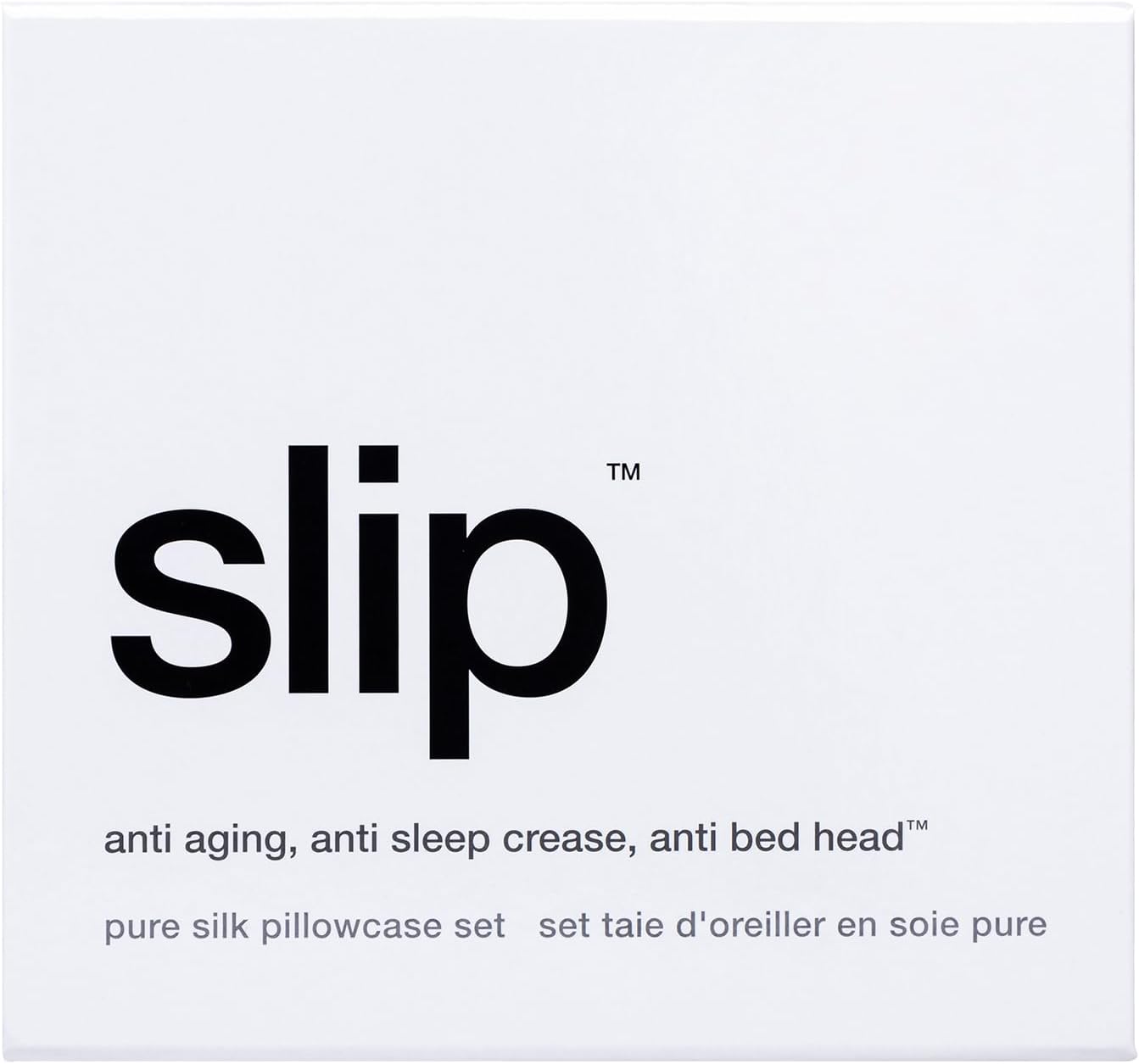 slip The Original King Silk Pillow Case Duo - 100% Pure 22 Momme Mulberry Silk - King Standard Size - Anti-BedHead, Anti-Sleep Crease, White (20' x 36')