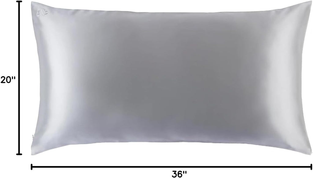 slip King Pure Silk Pillow Case - 100% Pure 22 Momme Mulberry Silk - King Size Standard Pillow Case -Anti-BedHead, Anti-Sleep Crease, Silver (20' x 36')
