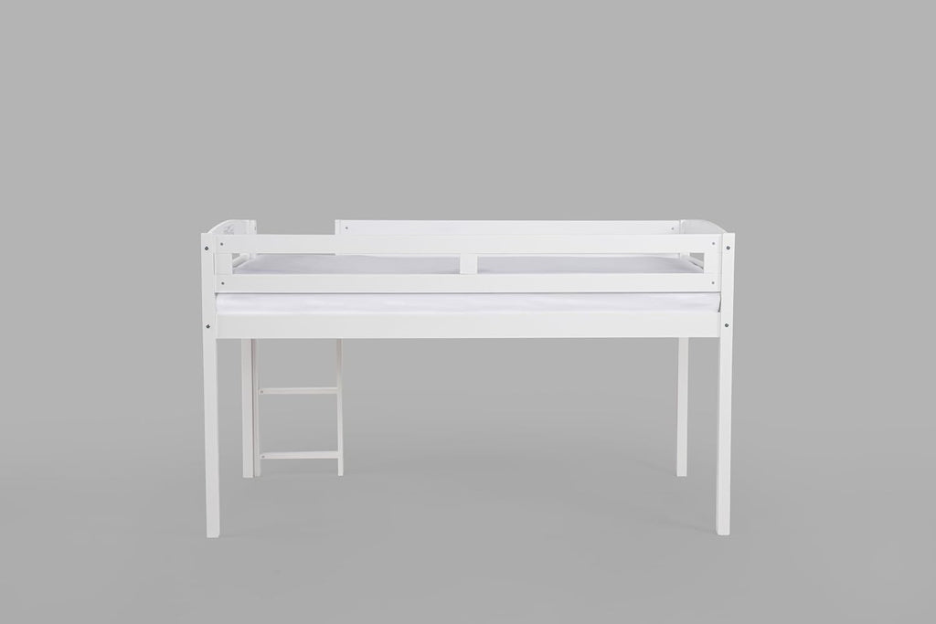 Tribeca Wood Low Loft Bed Frame / 14 Slat Supports/No Box Spring Necessary/Easy Assembly/Twin - White