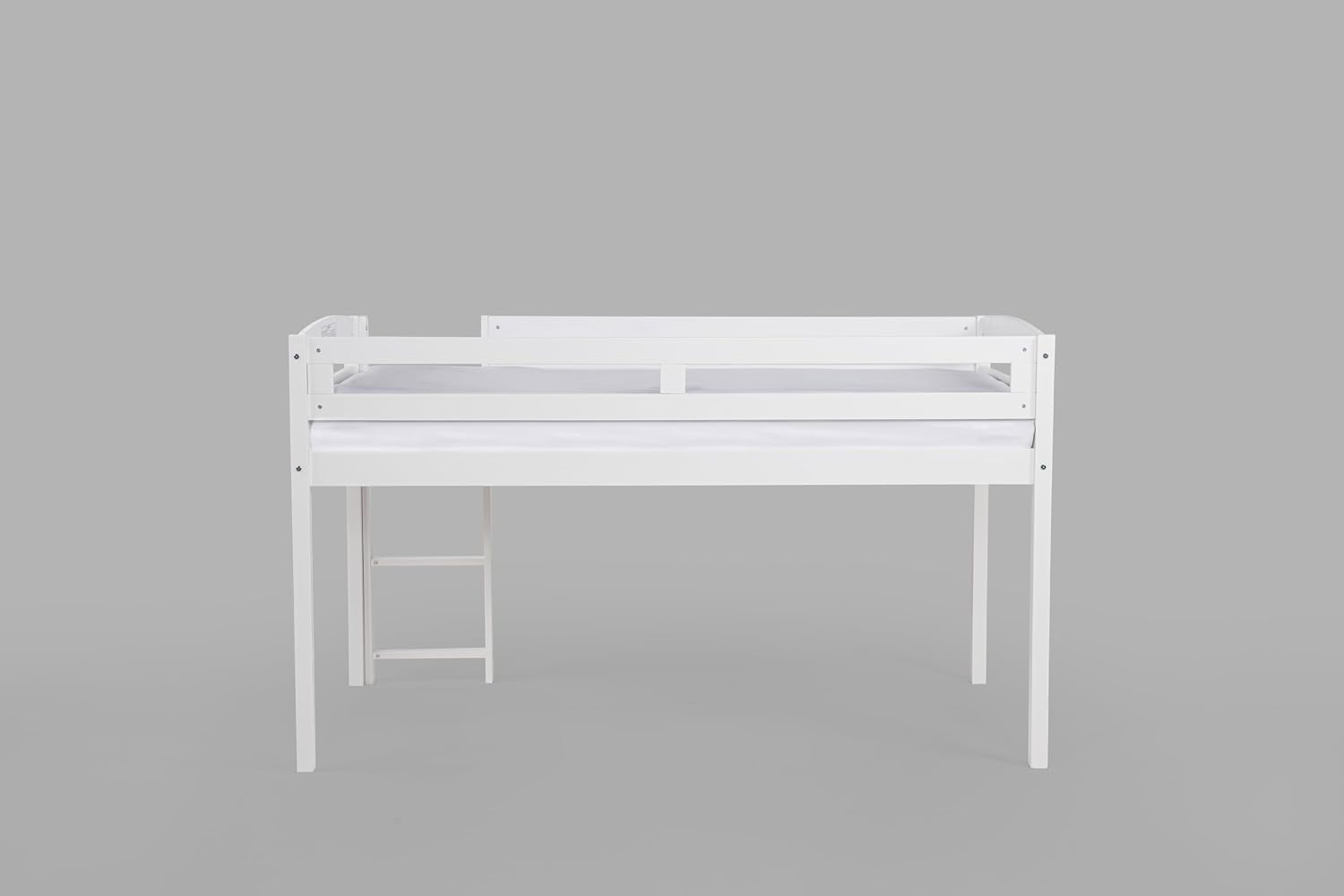 Tribeca Wood Low Loft Bed Frame / 14 Slat Supports/No Box Spring Necessary/Easy Assembly/Twin - White