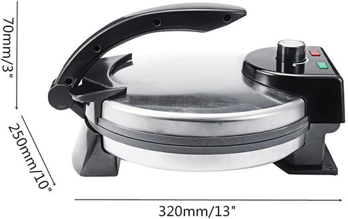 12-Inch Electric Roti Maker & Tortilla Machine – Automatic with Indicator Lights, Adjustable Temperature, Double-Sided Heating for Perfect Quesadillas & Cooked Flatbreads