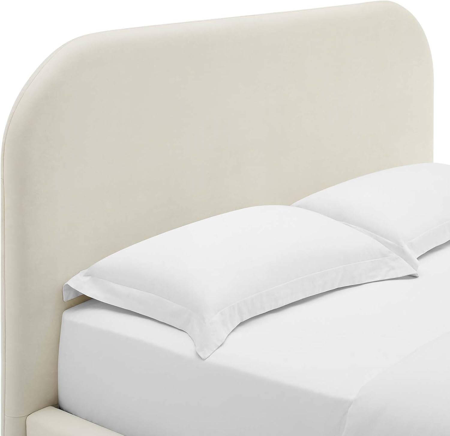 Modway Keynote Modern Full Bed Frame with Curve Shaped Headboard in Alabaster, Upholstered in Performance Velvet, Full Size Platform Bed, Soft Cloud Bed Frameain-Resistant Velvet Full Bed
