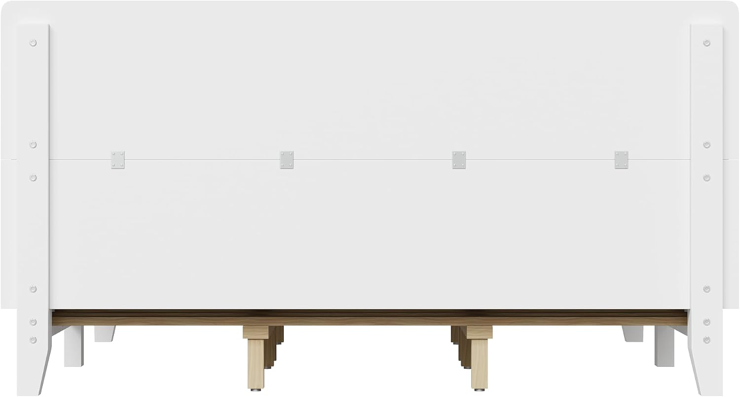 Merax King Size Solid Wood Platform Bed Frame, Modern Comfortable with Headboard, Slat Support, No Box Spring Needed, White