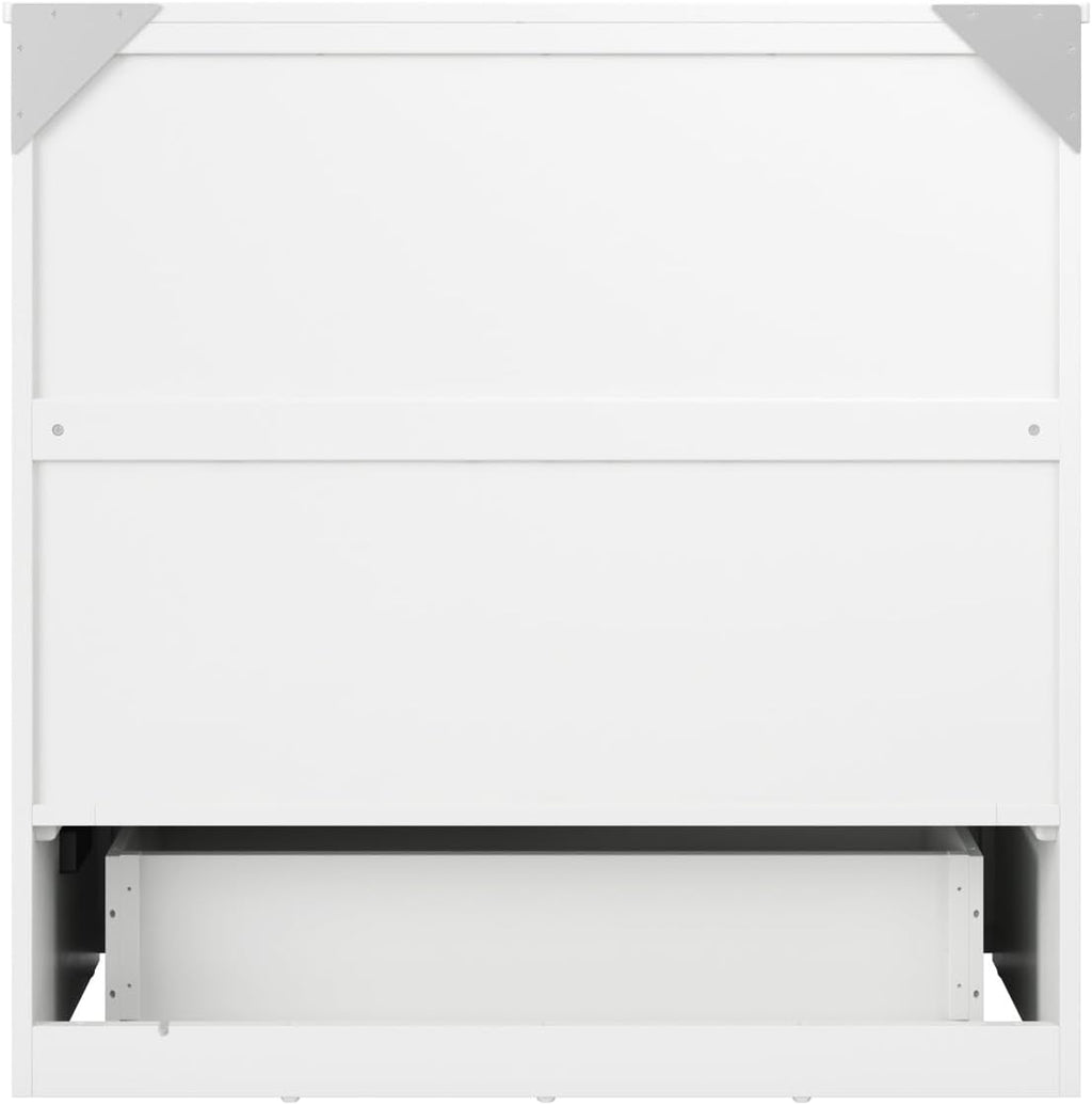 AFI, Northfield Murphy Bed Chest Twin XL with 6' Mattress, Storage Drawer & Built-in USB Charger, White