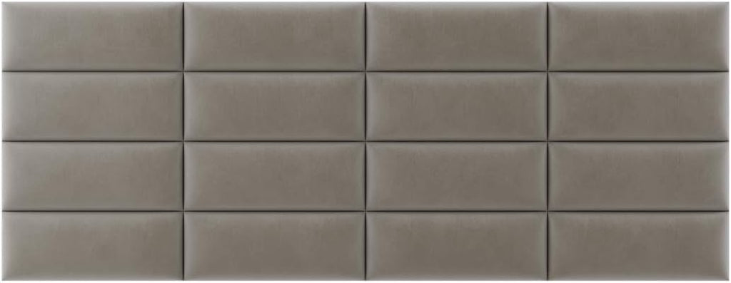 Vänt Upholstered Wall Mounted Velvet Headboard Panels - Elizabeth Layout - 120' X 46'- Configuration of 16 Individual Panels - Recommended for Queen-Full - Velvet/Sand Storm