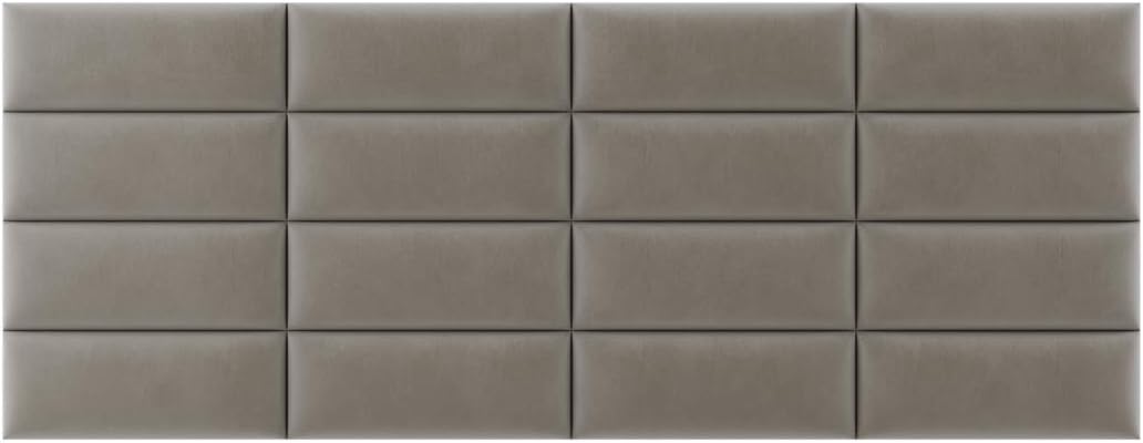 Vänt Upholstered Wall Mounted Velvet Headboard Panels - Elizabeth Layout - 120' X 46'- Configuration of 16 Individual Panels - Recommended for Queen-Full - Velvet/Sand Storm