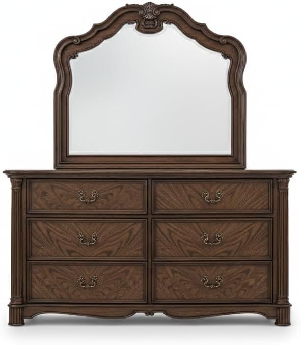 First of a Kind Nicole Traditional 5 Piece Queen Bedroom Set with Upholstered Tufted Headboard Elegant Classic Design Coordinated Furniture Collection