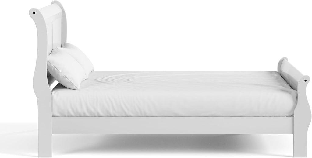 Furniture of America Arabella Traditional Solid Wood 3 Piece Bedroom Set, Queen Bed Frame and Nightstands Set of 2, Chic Sleigh Design Bedframe with Headboard and Footboard, Box Spring Needed, White