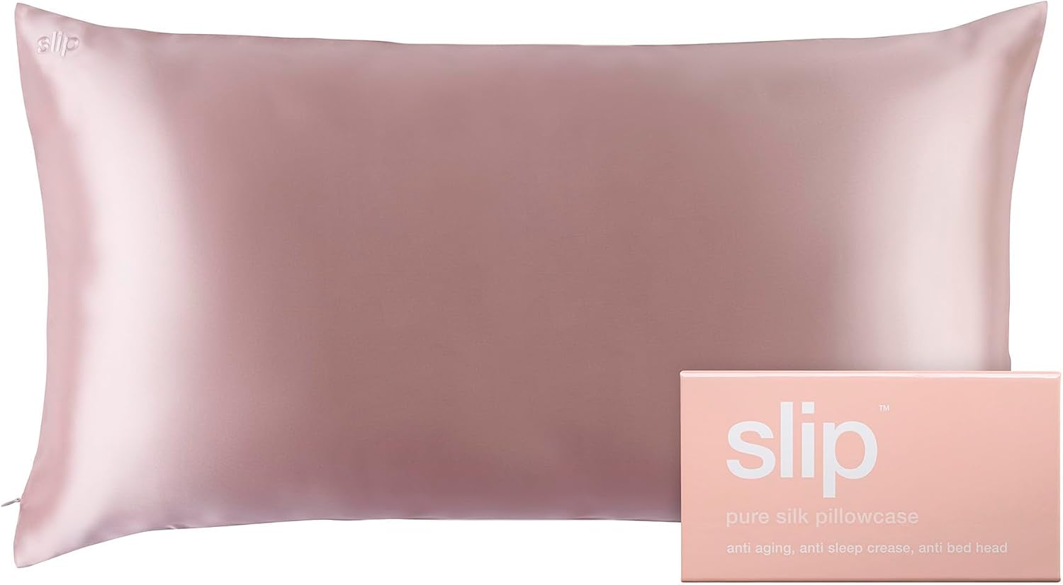 slip King Pure Silk Pillow Case - 100% Pure 22 Momme Mulberry Silk- King Size Standard Pillow Case - Anti-BedHead, Anti-Sleep Crease, Pink (20' x 36')