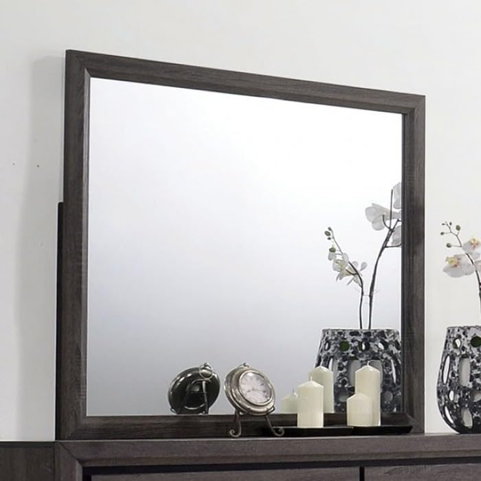 MASARA 5-Piece Queen Bedroom Set, Gray Wood Finish with Bookcase Headboard, Contemporary Style.