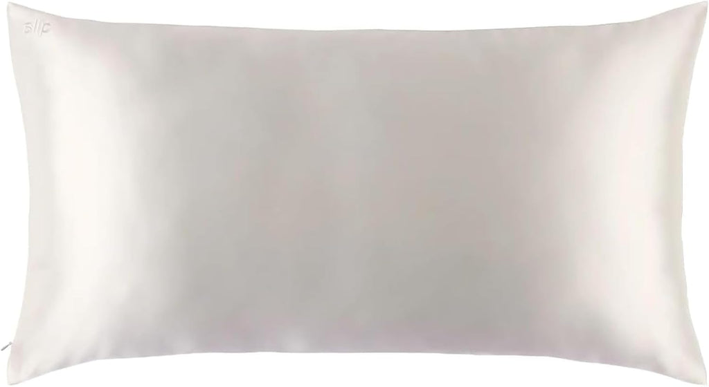slip King Pure Silk Pillow Case - 100% Pure 22 Momme Mulberry Silk - King Size Standard Pillow Case -Anti-BedHead, Anti-Sleep Crease, White (20' x 36')