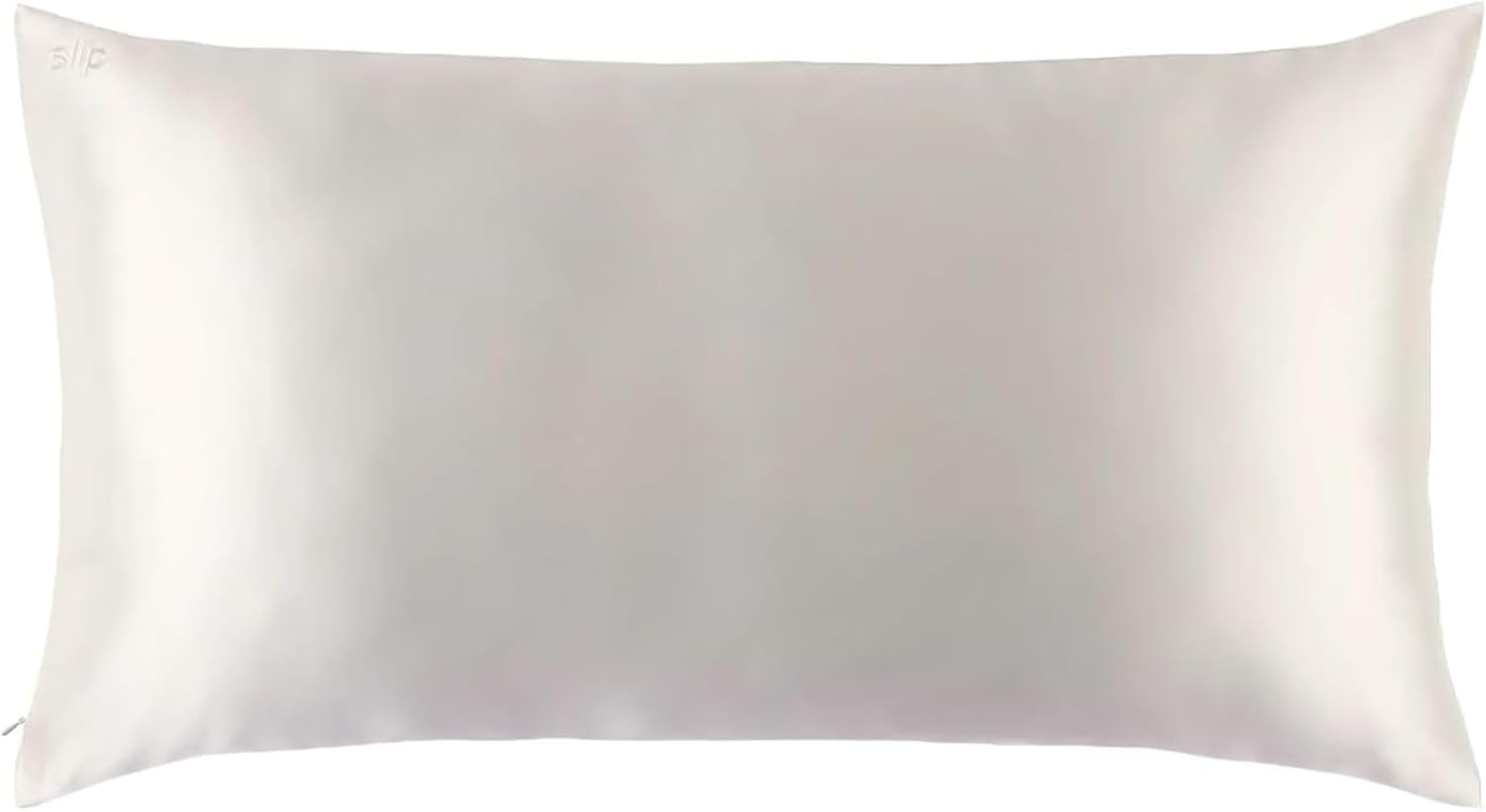 slip King Pure Silk Pillow Case - 100% Pure 22 Momme Mulberry Silk - King Size Standard Pillow Case -Anti-BedHead, Anti-Sleep Crease, White (20' x 36')