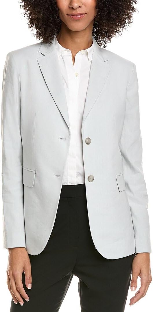 Theory Womens Classic Linen-Blend Blazer, 00, Grey