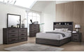 MASARA 5-Piece Queen Bedroom Set, Gray Wood Finish with Bookcase Headboard, Contemporary Style.