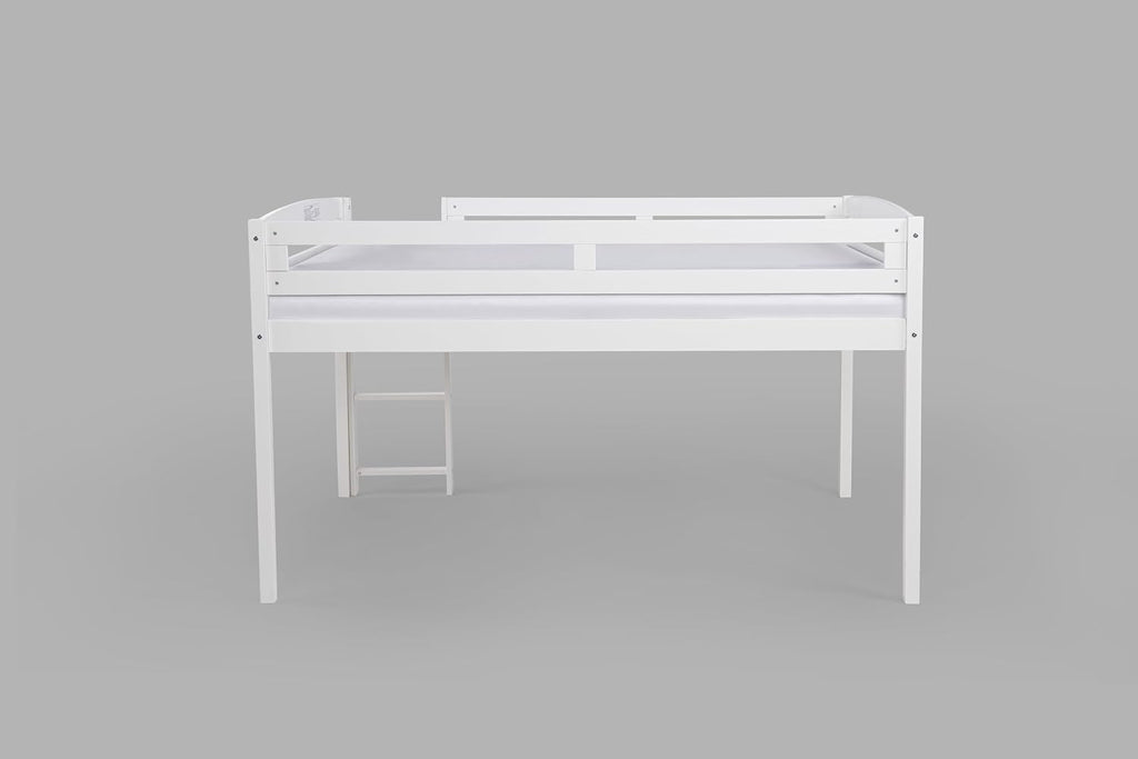 Tribeca Wood Low Loft Bed Frame / 14 Wood Slats Support/No Box Spring Necessary/Easy Assembly/Twin - White