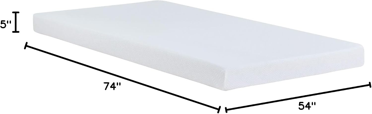 Linenspa 5 Inch Gel Infused Memory Foam Mattress - Full Size - Firm - Low Profile Bed - Mattress in a Box - Youth or Kids Bed - Guest Bedroom - Pressure Relieving and Breathable - CertiPur Certified