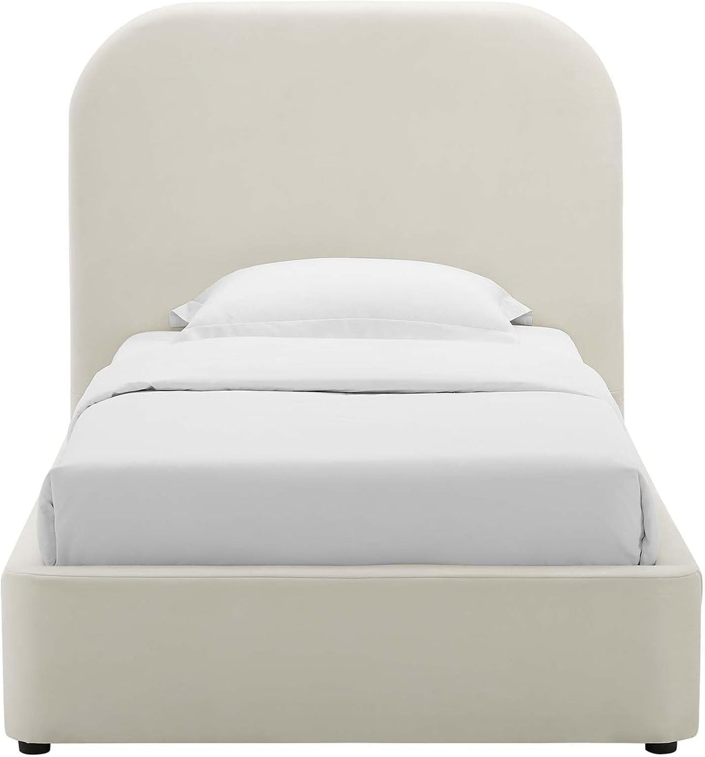 Modway Keynote Modern Bed Frame, Twin Size with Curve Shaped Headboard in Alabaster