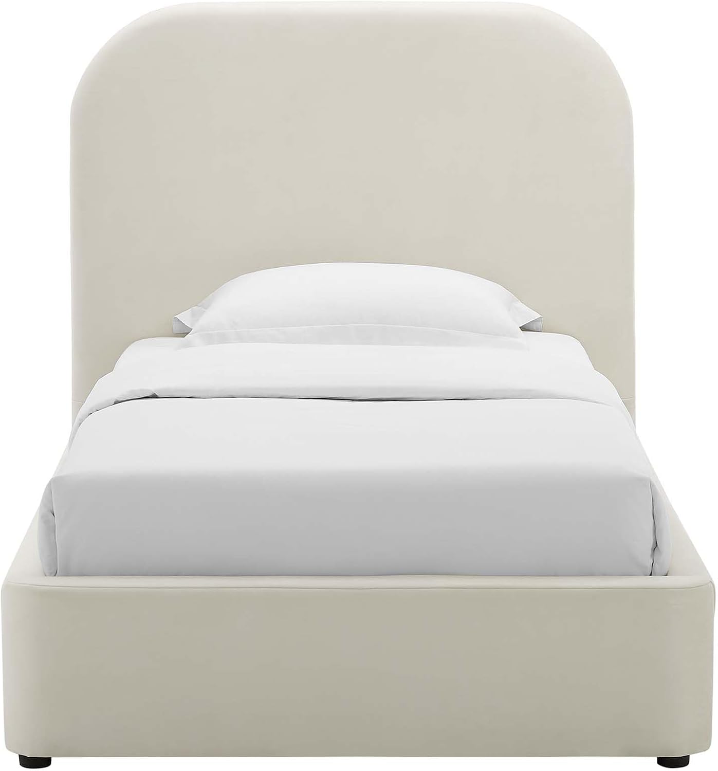 Modway Keynote Modern Bed Frame, Twin Size with Curve Shaped Headboard in Alabaster